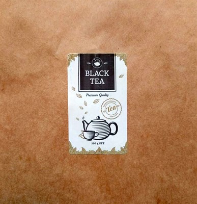 Наклейка прямоугольная "Black tea" (Черный чай), 3,5х6см - фото 5560