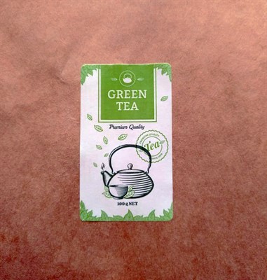 Наклейка прямоугольная "Green tea" (Зеленый чай), 3,5х6см - фото 5561