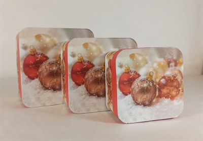 Набор новогодних подарочных коробок "Ёлочные шары", 170х170х95мм - фото 5616