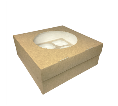 Крафт-коробка для 9 капкейков MUF9, 250х250х100мм, с окном - фото 5655
