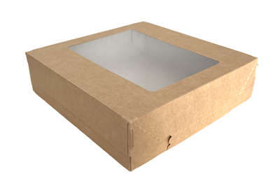 Крафт коробка с окном и отрывной полосой, 175х180х50мм, 1500мл - фото 5927