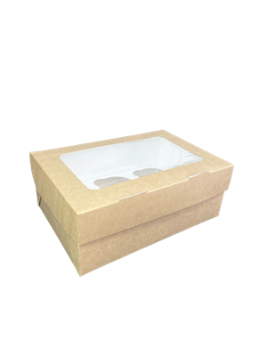 Крафт-коробка для 6 капкейков MUF6, 250х170х100мм, с окном - фото 5936