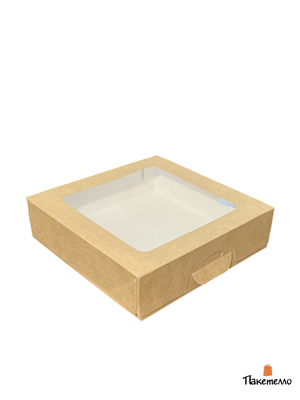 Крафт коробка с окном 15х15х4см 2566