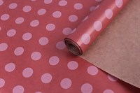 Крафт бумага с рисунком "Круги на светло-розовом" 0.72х10м, 40г/м.