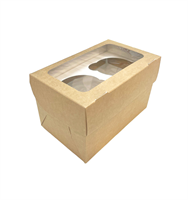 Крафт-коробка для 2 капкейков MUF2, 100х160х100мм, с окном