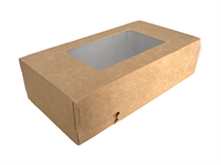Крафт коробка с окном и отрывной полосой, 175х90х50мм, 800мл
