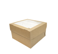 Крафт-коробка для 4 капкейков MUF4, 160х160х100мм, с окном