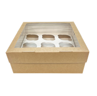 Крафт-коробка для 9 капкейков MUF9, 250х250х100мм, с окном